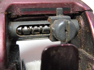 Shimano Scorpion before service — buildup near worm gear